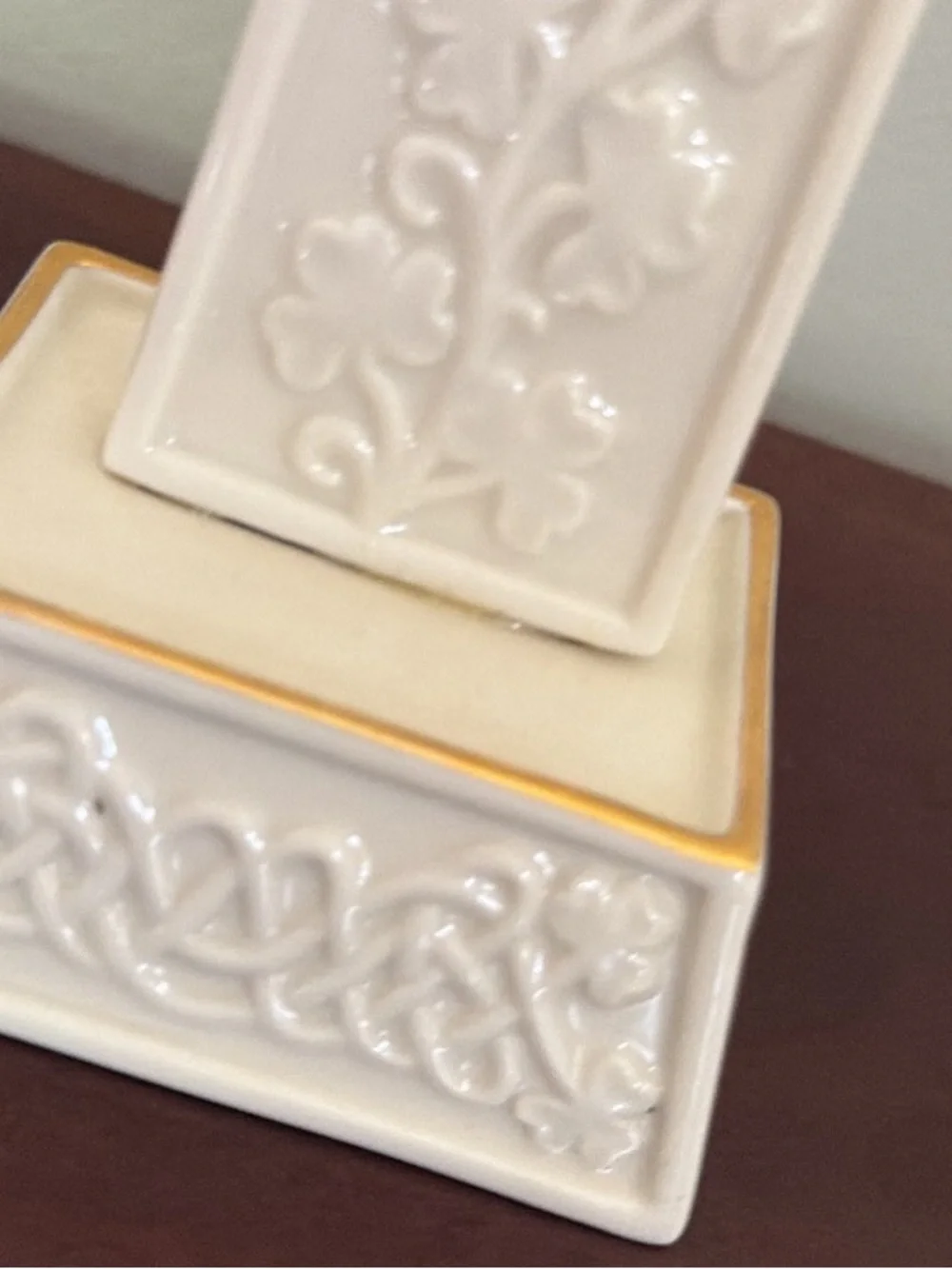 Lenox White Ceramic Celtic Cross with Gold Accents